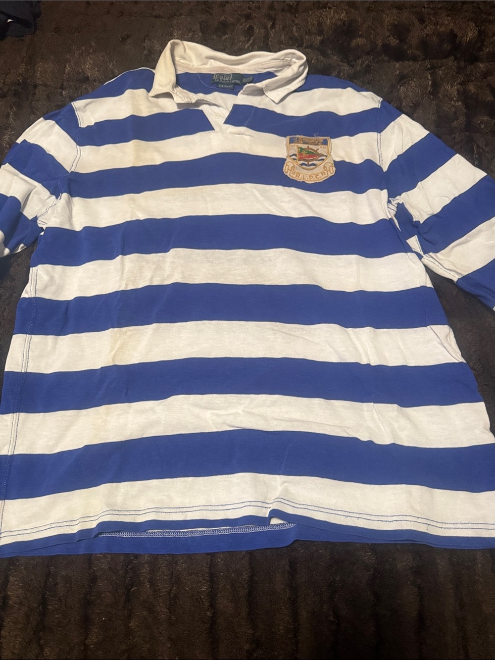 Polo by Ralph Lauren Blue & White Striped Rugby Polo